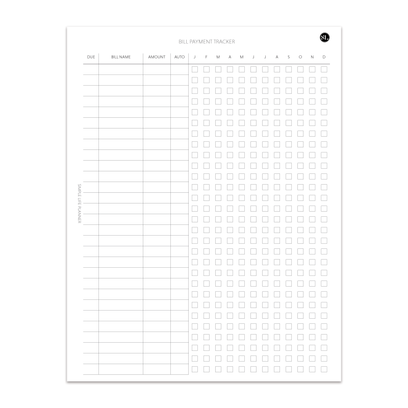 Bill Payment Tracker - Digital Download