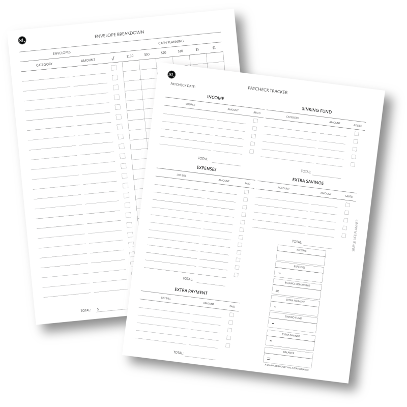 Paycheck Tracker and Envelope Breakdown - Digital Download