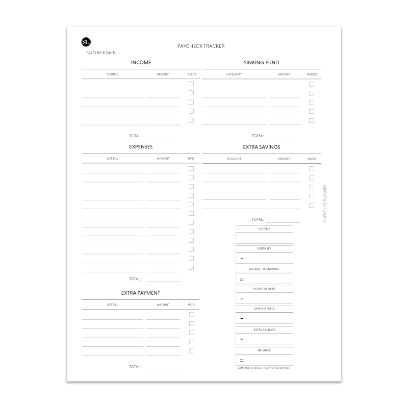 Paycheck Tracker - Digital Download