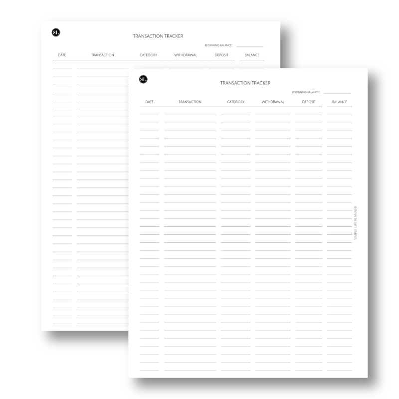 Transaction Tracker - Digital Download